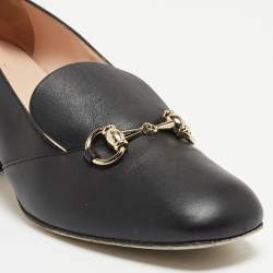 Pre Owned Gucci Black Leather Horsebit Loafer Pumps Size 39 