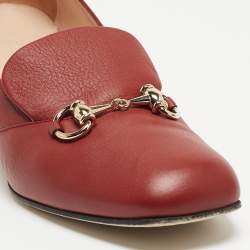 Pre Owned Gucci Burgundy Leather Loafer Horsebit Pumps Size 38.5