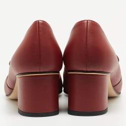 Pre Owned Gucci Burgundy Leather Loafer Horsebit Pumps Size 38.5