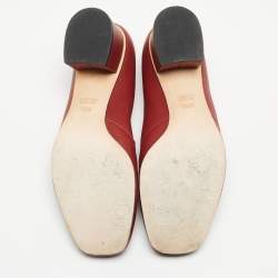 Pre Owned Gucci Burgundy Leather Loafer Horsebit Pumps Size 38.5