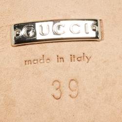 Gucci Metallic Grey Leather Crystal Embellished Ankle Strap Sandals Size 39