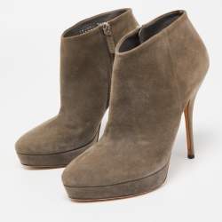 Gucci Grey Suede Platform Ankle Booties Size 36