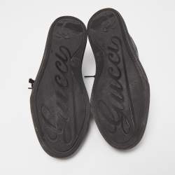 مملوكة مسبقًا Gucci Black Leather and GG Canvas Cap Toe Low Top Sneakers Size 37.5