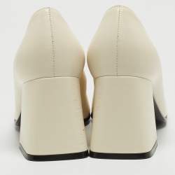 مملوكة مسبقًا Gucci Off White Leather Horsebit Loafer Pumps Size 36