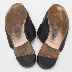 Gucci Black Leather GG Web Princetown Slide Mules Size 39
