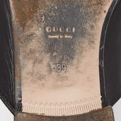 Gucci Black Leather GG Web Princetown Slide Mules Size 39