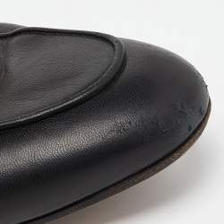 Gucci Black Leather GG Web Princetown Slide Mules Size 39