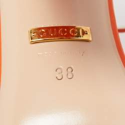 Gucci Orange Leather GG Marmont Ankle Strap Sandals Size 38