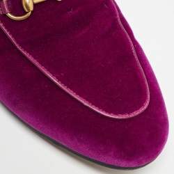 Gucci Purple Velvet and Fur Lined Princetown Flat Mules Size 39.5
