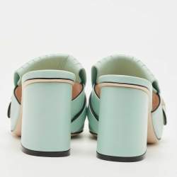 Gucci Blue Leather GG Marmont Fringe Slide Sandals Size 36