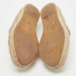 Gucci Brown/Beige GG Supreme Canvas Bee Espadrille Flats Size 35