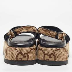 Gucci Beige/Brown GG Canvas Angelina Slingback Sandals Size 40