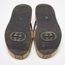 Gucci Beige/Brown GG Canvas Angelina Slingback Sandals Size 40