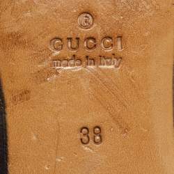 Pre Owned Gucci Black Leather Jordaan Horsebit Slip On Loafers Size 38