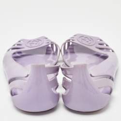Pre Owned Gucci Purple Jelly Interlocking G Peep Toe D'orsay Flats Size 41.5