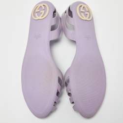 Pre Owned Gucci Purple Jelly Interlocking G Peep Toe D'orsay Flats Size 41.5