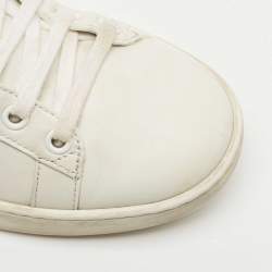 Gucci White Leather And Python Embossed Leather Ace Bee Web Low Top Sneakers Size 37