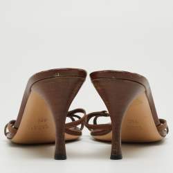 Gucci Brown Leather Interlocking G Slide Sandals Size 38