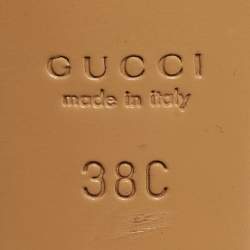 Gucci Brown Leather Interlocking G Slide Sandals Size 38