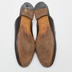 Pre Owned Gucci Black Leather Horsebit Princetown Flat Mules Size 38.5
