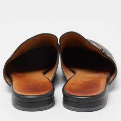 Pre Owned Gucci Black Leather Horsebit Princetown Flat Mules Size 38.5