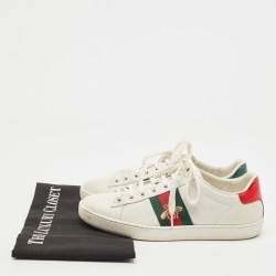 Gucci White Leather Ace Web Low Top Sneakers Size 36