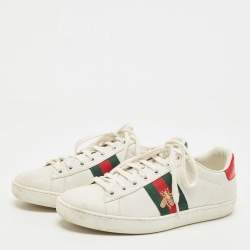 Gucci White Leather Ace Web Low Top Sneakers Size 36