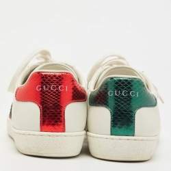Gucci White Leather Ace Web Low Top Sneakers Size 36