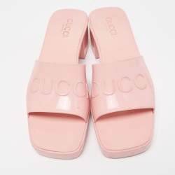 Gucci Light Pink Jelly Logo Slide Sandals Size 39