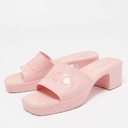 Gucci Light Pink Jelly Logo Slide Sandals Size 39