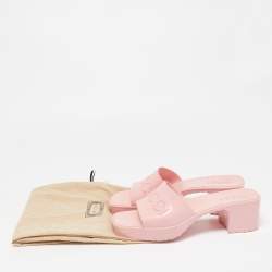 Gucci Light Pink Jelly Logo Slide Sandals Size 39