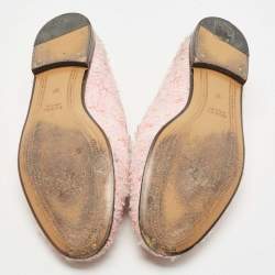 Pre Owned Gucci Pink Tweed Horsebit Jordaan Loafers Size 37