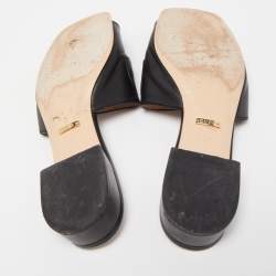 Pre Owned Gucci Black Leather  Zumi Flat Sandals Size 38.5