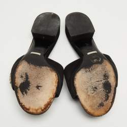 مملوكة مسبقًا Gucci Black Suede Maxime  Flat Sandals Size 38.5