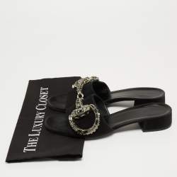 مملوكة مسبقًا Gucci Black Suede Maxime  Flat Sandals Size 38.5