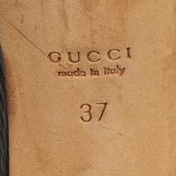 Pre Owned Gucci Black Leather Ankle Strap Sandals Size 37