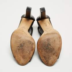 Pre Owned Gucci Black Leather Ankle Strap Sandals Size 37