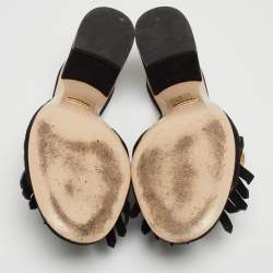 Gucci Black Suede GG Marmont Slide Sandals Size 36.5 