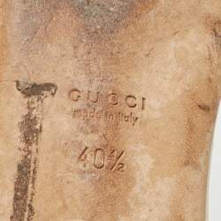 Pre Owned Gucci Cream Leather Interlocking G Flat Slides Size 40.5