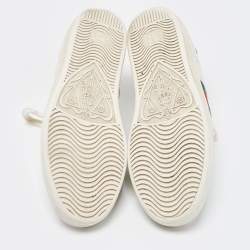 Gucci White Leather Embroidered Bee Ace Sneakers Size 36.5
