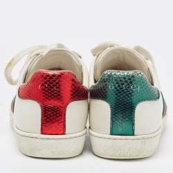 Gucci White Leather Embroidered Bee Ace Sneakers Size 36.5