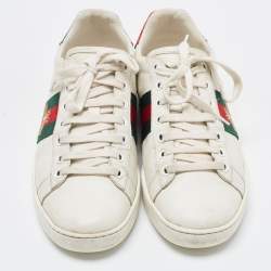Gucci White Leather Embroidered Bee Ace Sneakers Size 36.5