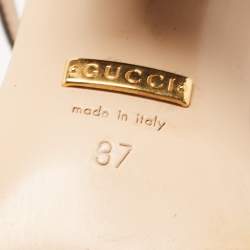 Pre Owned Gucci Black Leather GG Marmont Block Heel Ankle Strap Sandals Size 37