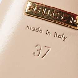 Pre Owned Gucci Red Leather GG Marmont Block Heel Ankle Strap Sandals Size 37