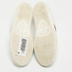 Gucci White Leather And Fabric Web Ace Low Top Sneakers Size 38
