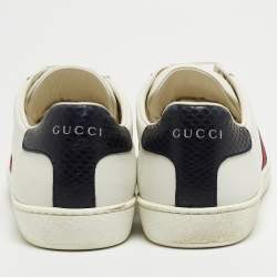 Gucci White Leather And Fabric Web Ace Low Top Sneakers Size 38