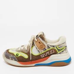Gucci Multicolor Embossed Leather and Mesh Ultrapace Sneakers Size 38