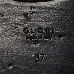 Pre Owned Gucci Black Leather GG Thong Flats Size 37