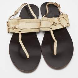 Pre Owned Gucci Grey Suede Thong Slingback Sandals Size 42
