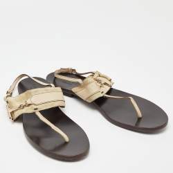 Pre Owned Gucci Grey Suede Thong Slingback Sandals Size 42